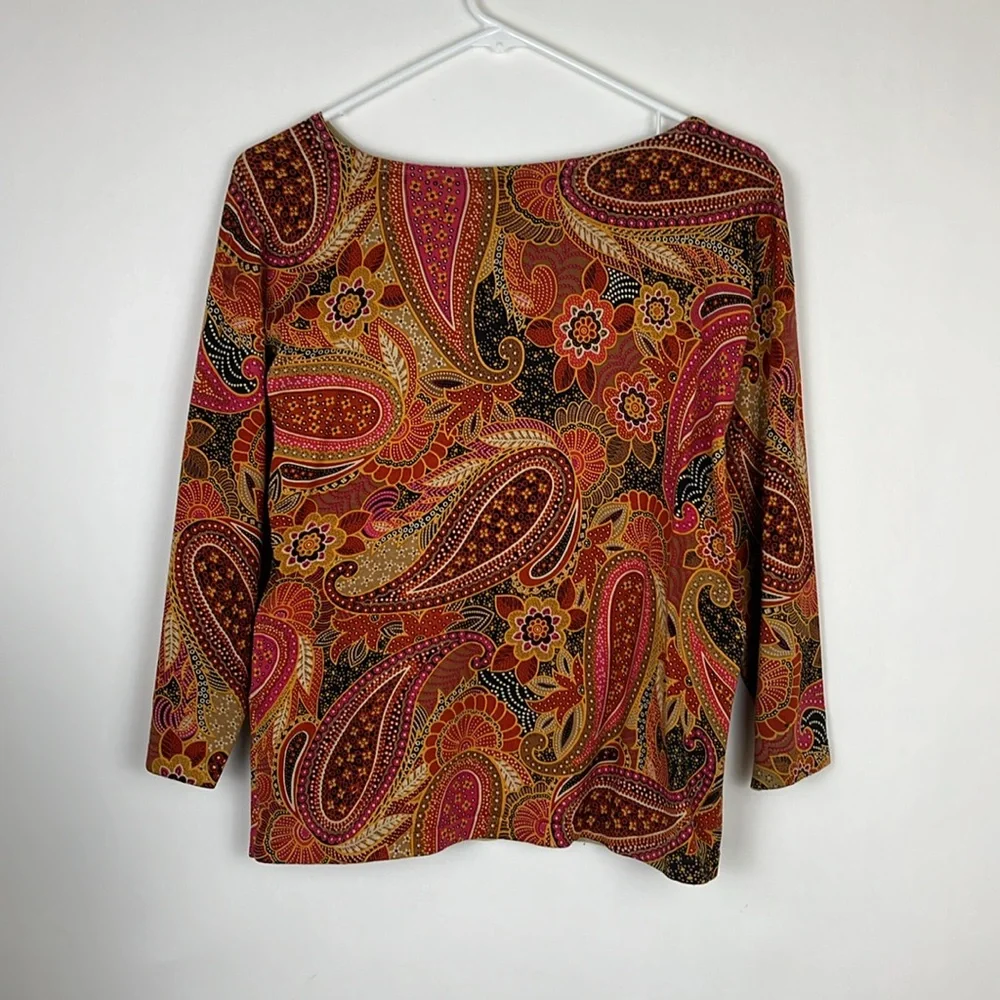 Jones New York Women's Paisley Top - Red and Gold PM - Picture 2 of 6